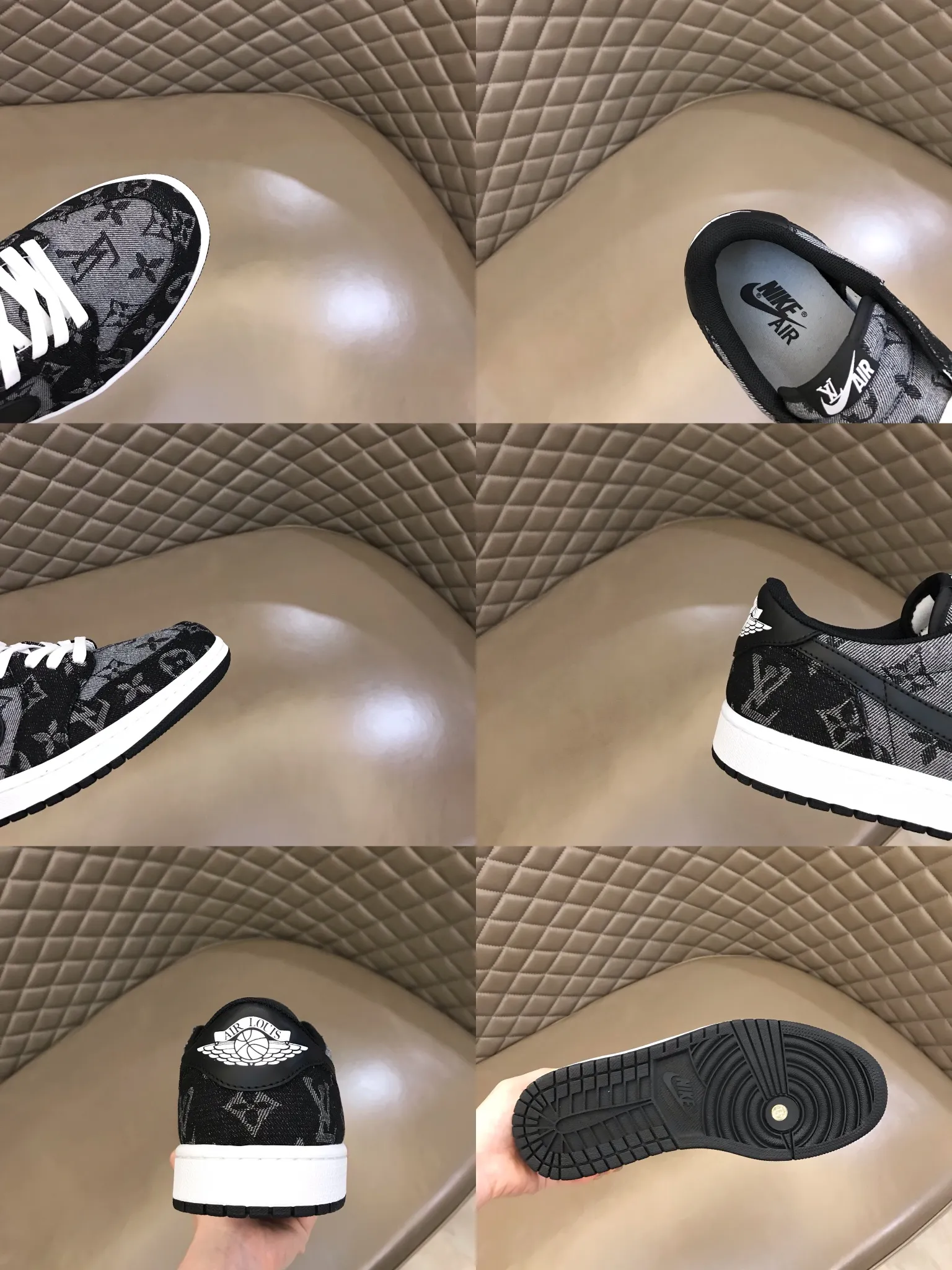 Men's shoes 💰p440 "*OUIS *UITTO* Nike" new original drawer box, co-branded low-top casual sneakers, this sneaker is completely made of denim canvas splicing leather, decorated with Louis Vuitton's iconic monogram and Damierl pattern with natural cowhide piping. The upper of this shoe combines LV’s most classic Monogram and Damier elements, giving it a sense of luxury and recognition! Size: 38-45